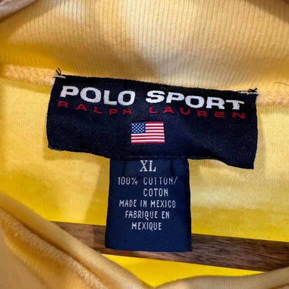 Vtg. Polo Ralph Lauren Sport Logo Cotton Preppy Turtleneck in Yellow Womens XL - Picture 4 of 8